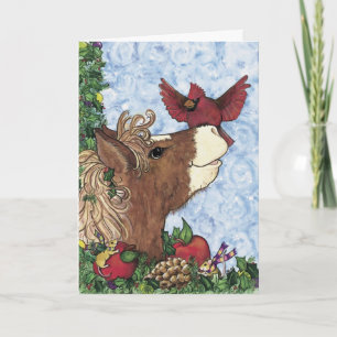 Festiva Tarjeta de Navidades Pony Holly-day