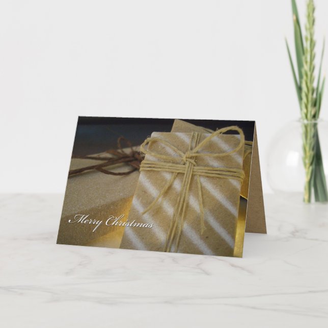 Festiva Tarjeta de Navidades presentes de Kraft (Anverso)