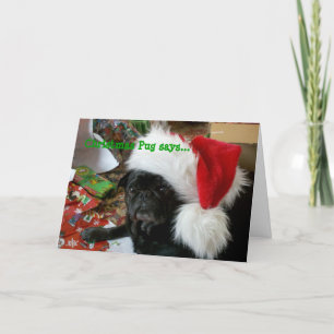 Festiva Tarjeta de Navidades Pug