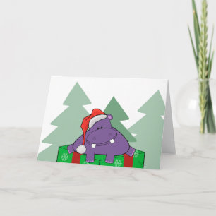 Festiva Tarjeta de Navidades Purple Hippo