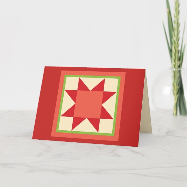 Festiva Tarjeta de Navidades Quilt - Estrella de Sawtooth (Anverso)