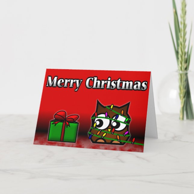 Festiva Tarjeta de Navidades Quirky Owl (Anverso)