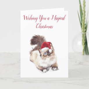 Festiva Tarjeta de Navidades Ragdoll por artista GV Hemmin