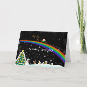 Festiva Tarjeta de Navidades Rainbow Santa