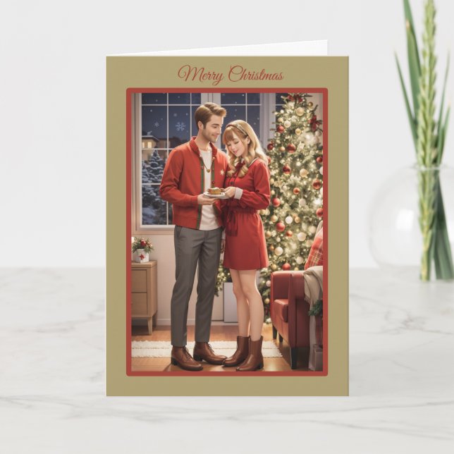 Festiva Tarjeta de Navidades recién casados (Anverso)