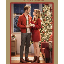 Festiva Tarjeta de Navidades recién casados