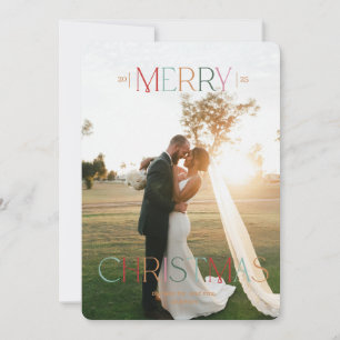 Festiva Tarjeta de Navidades recién casados de Jewel Tone