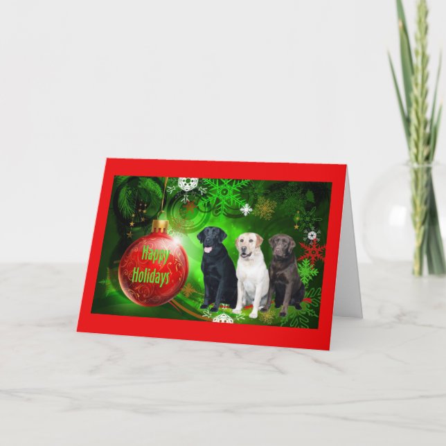 Festiva Tarjeta de Navidades Recuperadores de Labrador Red (Anverso)