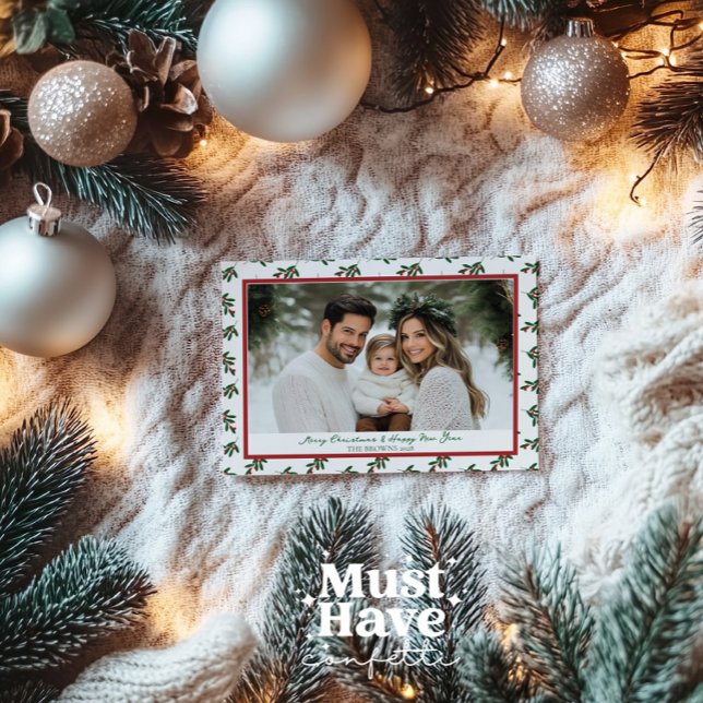 Festiva Tarjeta de Navidades Red and Green Holly Berries (Subido por el creador)