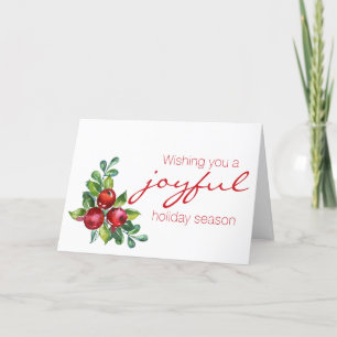 Festiva Tarjeta de Navidades Red Berry Watercolor