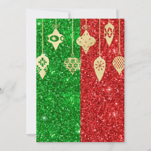 Festiva Tarjeta de Navidades Red Green Gold