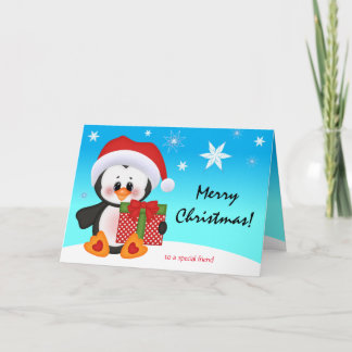 Festiva Tarjeta de navidades regalo gracioso pingüino