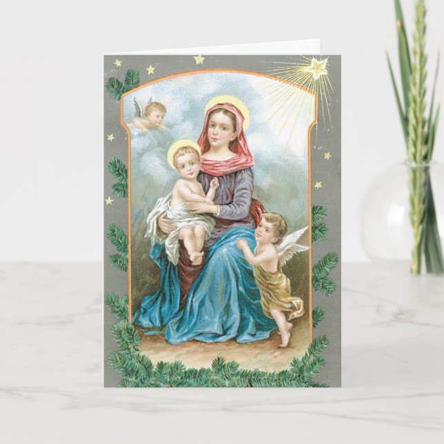 Festiva Tarjeta de Navidades religiosos (Anverso)