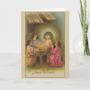 Festiva Tarjeta de Navidades religiosos alemanes vintage