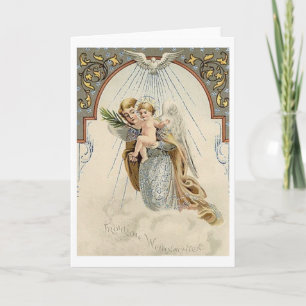 Festiva Tarjeta de Navidades religiosos alemanes vintage
