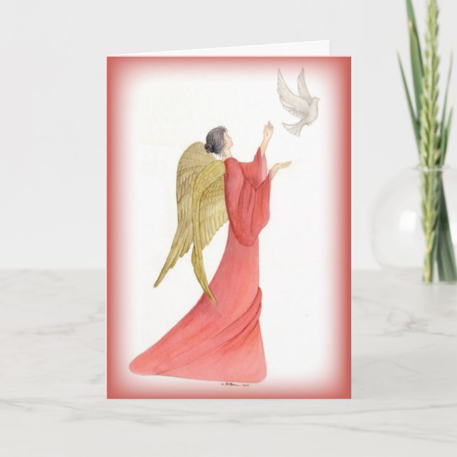 Festiva Tarjeta de Navidades religiosos Ángel de Dios (Anverso)