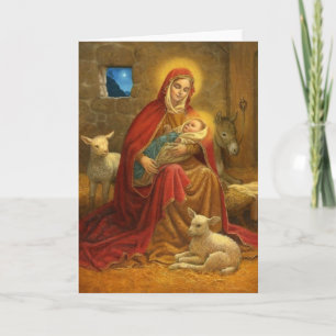 Festiva Tarjeta de Navidades religiosos Madonna e Infantil