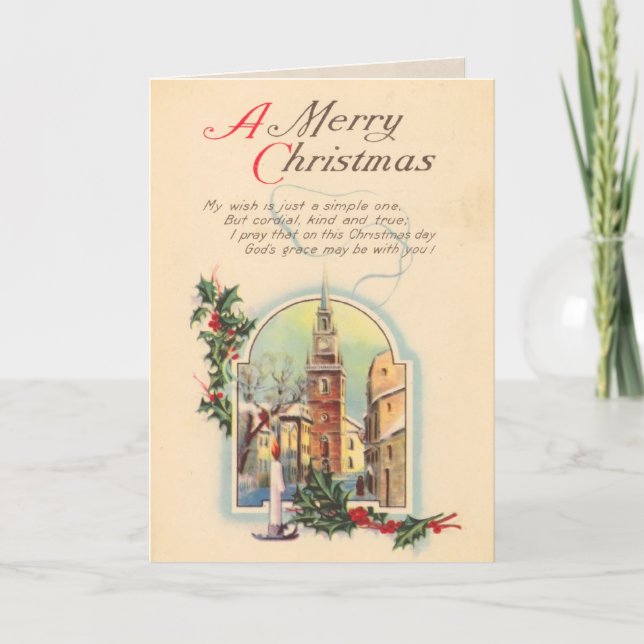 Festiva Tarjeta de Navidades religiosos vintage (Anverso)