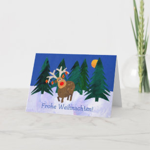 Festiva Tarjeta de Navidades 'renos' con saludo alemán