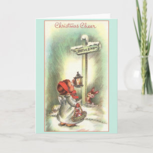 Festiva Tarjeta de Navidades Retro Angel va a Belén