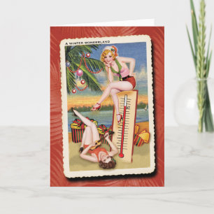 Festiva Tarjeta de Navidades Retro de Deseos Cálidos