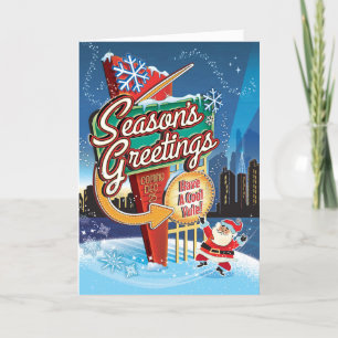 Festiva Tarjeta de Navidades Retro de Neon Rótulo