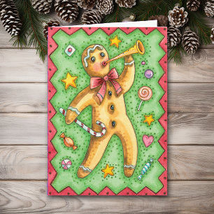 Festiva Tarjeta de Navidades Retro del Hombre de Gingerbre