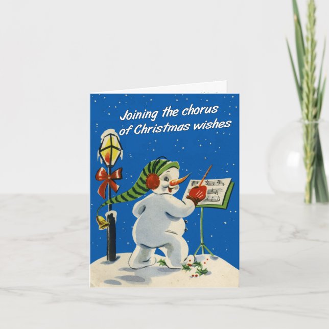 Festiva Tarjeta de Navidades retro-estilo de muñeca (Anverso)