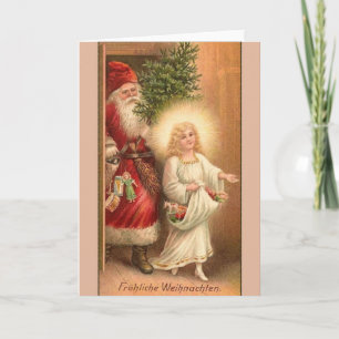 Festiva Tarjeta de Navidades Retro German Fröhliche Weihna