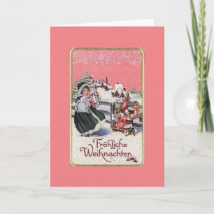 Festiva Tarjeta de Navidades Retro German Fröhliche Weihna