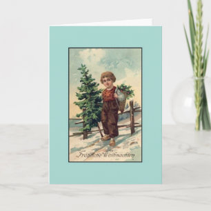 Festiva Tarjeta de Navidades Retro German Fröhliche Weihna