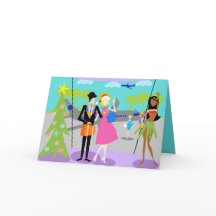 Tarjeta de Navidades retro hawaianos