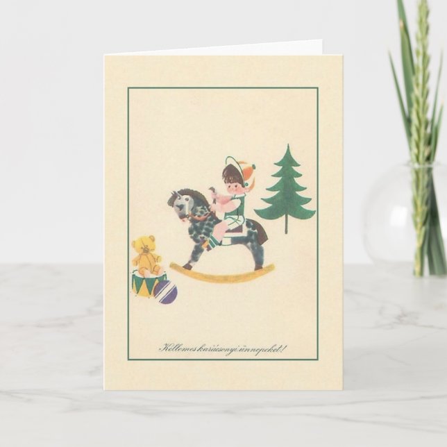 Festiva Tarjeta de Navidades Retro Hungarian Karácsonyi (Anverso)