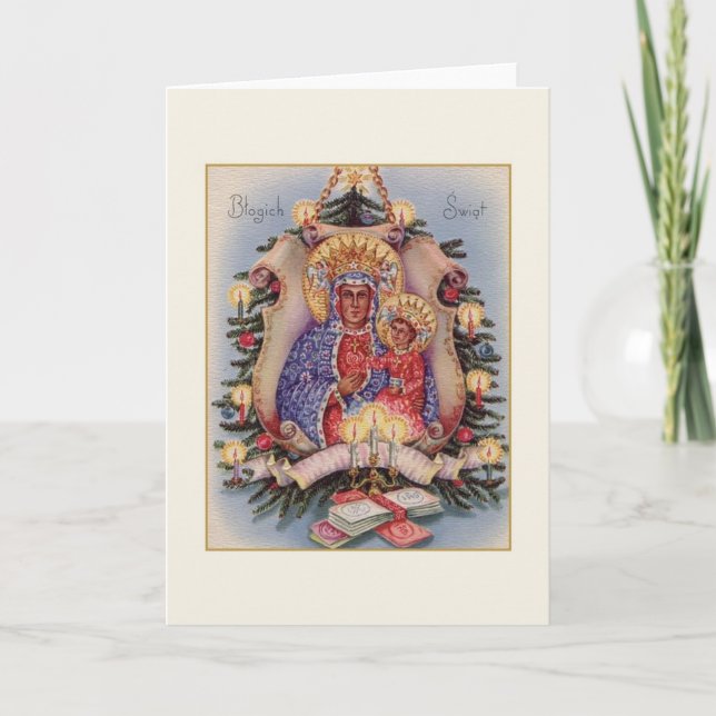 Festiva Tarjeta de Navidades Retro Polaco Religioso Często (Anverso)