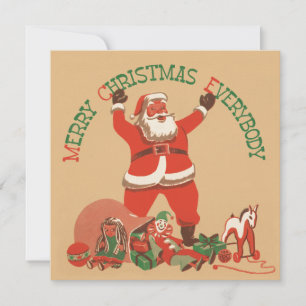 Festiva Tarjeta de Navidades Retro Santa Flat