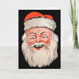 Festiva Tarjeta de Navidades Retro Santa Head
