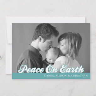 Festiva Tarjeta de Navidades Retro Script Peace On Earth (
