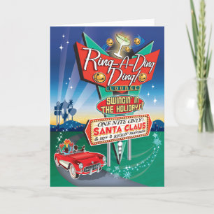 Festiva Tarjeta de Navidades Retro Vette Neon Rótulo Vinta
