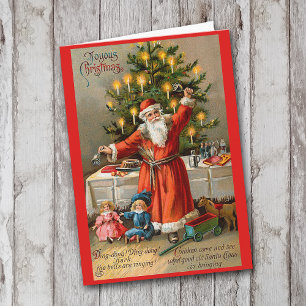 Festiva Tarjeta de Navidades Ringing Bell Classic Santa