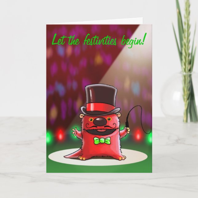 Festiva Tarjeta de Navidades River Otter (Anverso)