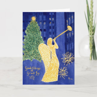 Festiva Tarjeta de Navidades Rockefeller Angel Blank