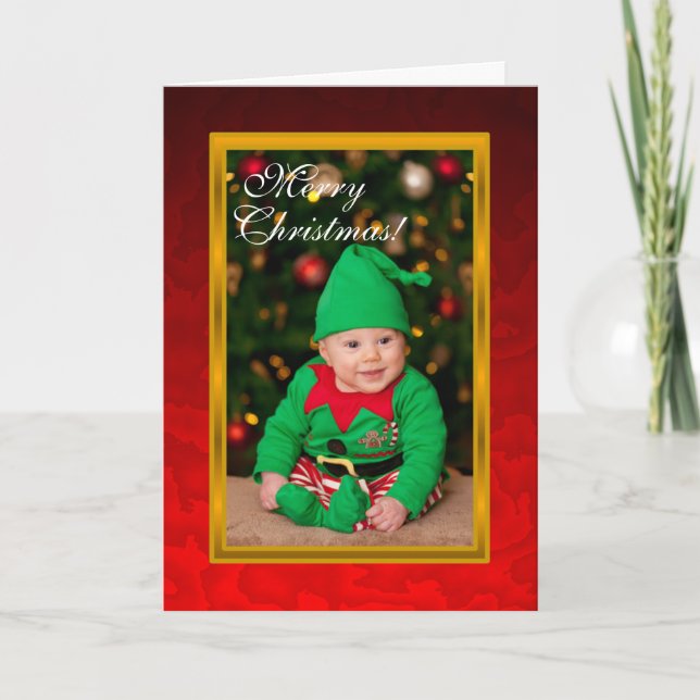 Festiva Tarjeta de Navidades rojos Baby Elf (Anverso)