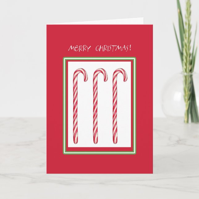 Festiva Tarjeta de Navidades rojos Candy Cane (Anverso)