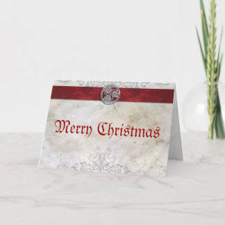 Festiva Tarjeta de Navidades rojos Celtic Knot Triskelion