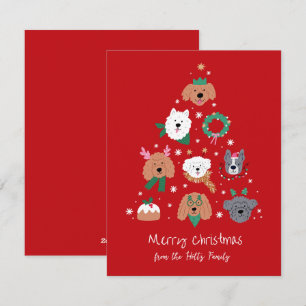Festiva Tarjeta de Navidades rojos con temas de perro