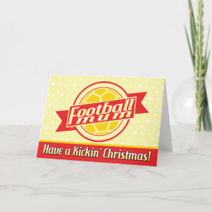 Festiva Tarjeta de Navidades rojos de la Mamá de fútbol