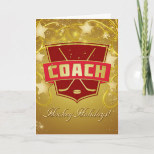 Festiva Tarjeta de Navidades rojos para entrenador de hock