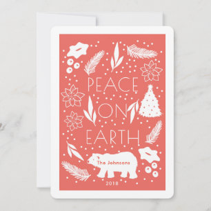 Festiva Tarjeta de Navidades rojos para la paz del oso pol