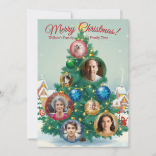 Festiva Tarjeta de Navidades rojos y verdes con adornos de