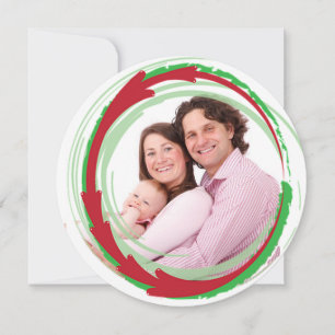 Festiva Tarjeta de Navidades rojos y verdes de fotografía 